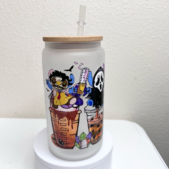 Stitch Horror Coffee Handmade Libbey Glass Cup - Picture 4 of 5